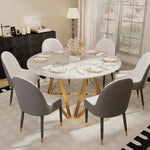Load image into Gallery viewer, Round Marble Dining Table Modern Gold Metal Base with Lazy Susan