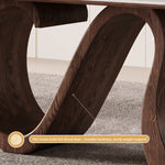 Load image into Gallery viewer, Creative S-shaped Walnut Base Round Dining Table with Marble Effect Surface