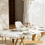 Load image into Gallery viewer, Elegant Modern Dining Table with Golden Base