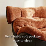 Load image into Gallery viewer, Modern Lounge Swivel Chair Linen Upholstered Fabric with Curved Design and Metal Base