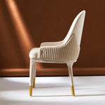 Load image into Gallery viewer, Modern Upholstered Dining Chair Set of 2 with Gold-Tipped Legs and Curved Armrests