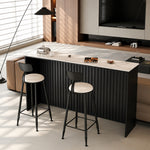 Load image into Gallery viewer, Contemporary Luxury Sintered Marble Slat and Lacquering Steel Panel Craftsmanship Bar Corner Table Set Collection