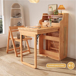 Load image into Gallery viewer, 69'' Rattan Dining Cabinet Table Set Foldable Storage Multi-Chair Design Solid Wood Finish