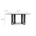 Load image into Gallery viewer, Modern Rectangular Dining Table with Marble-Look Top and Black Metal Base