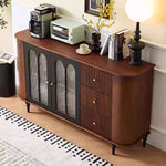 Load image into Gallery viewer, 62.9'' Sideboard Buffet Cabinet Retro Modern Design Textured Glass Doors Ample Storage Space