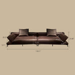 Load image into Gallery viewer, Modern Low-Profile Leather Sofa Deep Brown Upholstery with Wide Armrests & Metal Legs