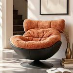 Load image into Gallery viewer, Modern Lounge Swivel Chair Linen Upholstered Fabric with Curved Design and Metal Base