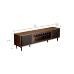 Load image into Gallery viewer, 78.7'' Retro Metal TV Cabinet Arched Grille Doors Walnut Finish Elevated Base