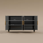 Load image into Gallery viewer, 62.4'' Modern Luxury Elegant Gray and Gold Sideboard with Shelves