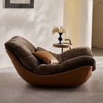 Load image into Gallery viewer, Modern Lounge Accent Chair Faux Leather Base Plush Fabric Cushion Low Profile Lazy Sofa Chair