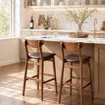 Load image into Gallery viewer, Modern Solid Wood Bar Stool with Upholstered Seat Minimalist Counter Chair 1 Piece