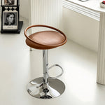 Load image into Gallery viewer, Modern Swivel Adjustable Bar Stool Set of 2 Brown Upholstered Seats Stainless Steel Base