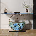 Load image into Gallery viewer, Luxurious Blue & Gold Console Table with Elegant Circular Base