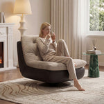 Load image into Gallery viewer, Modern Swivel Lounge Chair Upholstered Cushion Faux Leather Base Tufted Accent Chair Low Profile Design