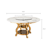 Load image into Gallery viewer, Vintage Marble Effect Dining Table With Royal Style Stainless Steel Base & Lazy Susa