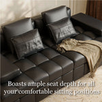 Load image into Gallery viewer, Modern Black Faux-Leather Sofa Bed Convertible Spacious and Stylish