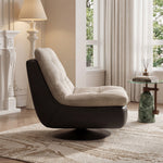 Load image into Gallery viewer, Modern Swivel Lounge Chair Upholstered Cushion Faux Leather Base Tufted Accent Chair Low Profile Design
