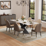 Load image into Gallery viewer, Modern Luxe Dining Suite Elegant White Extendable Table & Gray-Gold Sideboard Set