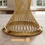 Load image into Gallery viewer, Elegant Round Sintered Stone Dining Table Gold Metal Base