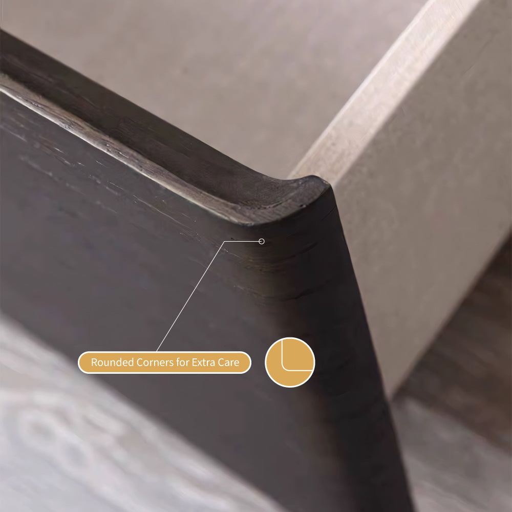 Black Nightstand Silent Rails Solid Wood Drawer