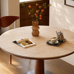Load image into Gallery viewer, 31.49" Modern Round Meeting Table Walnut Wood Veneer Pedestal Base Compact Dining & Conversation Table