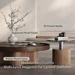 Load image into Gallery viewer, Modern Round Coffee Table Set with Sculptural Base & Glass Accent Side Table Luxury Contemporary Living Room Furniture