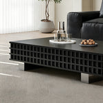 Load image into Gallery viewer, 55.1" Modern Black Coffee Table with Storage Drawers Wooden Center Table Minimalist Living Room Furniture