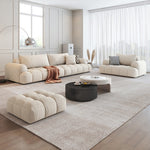 Load image into Gallery viewer, Modern Channel-Tufted Snow Velvet Sofa with Latex Cushioning