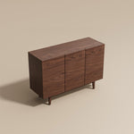 Load image into Gallery viewer, 3 Door Cabinet Modern Walnut Veneer Adjustable Shelves Solid Ash Base