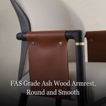 Load image into Gallery viewer, Modern Upholstered Dining Chair Set of 2 Curved Back Accent Chair with Faux Leather Armrests and Ash Wood Legs