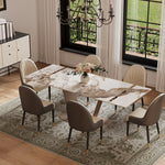 Load image into Gallery viewer, 58"-81" Extendable Dining Table with Modern Patterned Stone Top