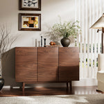 Load image into Gallery viewer, 3 Door Cabinet Modern Walnut Veneer Adjustable Shelves Solid Ash Base