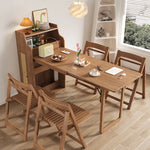 Load image into Gallery viewer, 69'' Rattan Dining Cabinet Table Set Foldable Storage Multi-Chair Design Solid Wood Finish