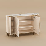Load image into Gallery viewer, 54.6" Elegant Cream White Sideboard Buffet Cabinet with Adjustable Shelves