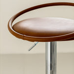 Load image into Gallery viewer, Modern Swivel Adjustable Bar Stool Set of 2 Brown Upholstered Seats Stainless Steel Base
