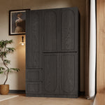 Load image into Gallery viewer, Modern Black Three-Door Wardrobe with Drawers Eco-Friendly Design & Elegant Storage