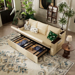 Load image into Gallery viewer, Modern convertible sofa bed with side pockets and hidden storage drawer