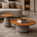 Load image into Gallery viewer, Flower-Shaped Nesting Coffee Table Set with Wood Grain Top and Sculptural Pedestal Base