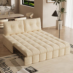 Load image into Gallery viewer, 65.5" Convertible Beige Sofa Bed with Adjustable Back Cushions