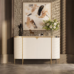 Load image into Gallery viewer, Luxury White & Gold Dining Suite Convertible Expandable Dining Table Contemporary Sideboard