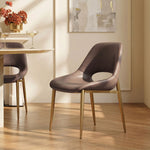 Load image into Gallery viewer, Modern Brown Dining Chair with Cutout Back and Gold Metal Legs 1 Piece