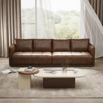 Load image into Gallery viewer, Modern Brown Faux Leather Sofa with Deep Cushions & Clean Lines