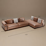 Load image into Gallery viewer, 110" Modern 4-Seater Leather Sofa Luxury Comfort with High-Density Foam Solid Wood Frame & Brushed Stainless-Steel Accents