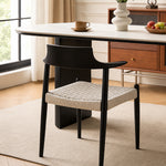 Load image into Gallery viewer, Modern Solid Wood Dining Chair with Handwoven Paper Rope Seat and Sculptural Armrests 1 Piece