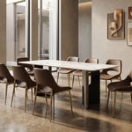 Load image into Gallery viewer, Modern Rectangular Dining Table with Marble-Look Top and Sculptural Pedestal Base