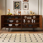 Load image into Gallery viewer, 55.1"/70.8"Modern Walnut Sideboard Geometric Storage Cabinet with Metal Legs