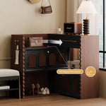 Load image into Gallery viewer, Extendable Shoe Cabinet Black & Walnut Modern Storage Organizer