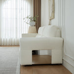 Load image into Gallery viewer, 106.2'' Modern Electric Reclining Sofa Cream Fabric Power Sofa with Adjustable Footrest and Wide Armrests