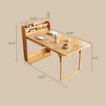 Load image into Gallery viewer, 62'' Foldable Multifunctional Dining Table Integrated Storage Solid Wood Texture Multi-Scene Fit