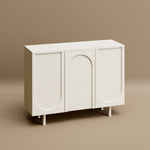 Load image into Gallery viewer, 3 Door Sideboard Modern Cabinet Matte White Finish Adjustable Shelves Irregular Veneer Solid Wood Legs